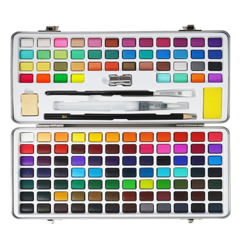 Set di acquerelli, 128 colori, dipingi con pennarelli ad acqua