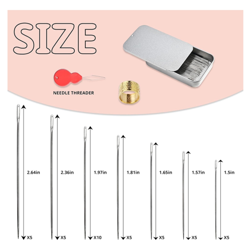 40-teiliges Nähnadel-Set, 7 Größen, Edelstahl 1