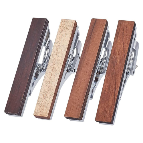 4 pezzi Fermacravatta in legno per uomo Fermacravatta naturale Moda Personalizzato