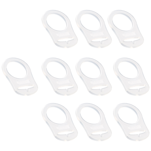 10 Pcs Button Silicone Ring Pacifier Holder Mannequin Clip Adapter Transparent 2