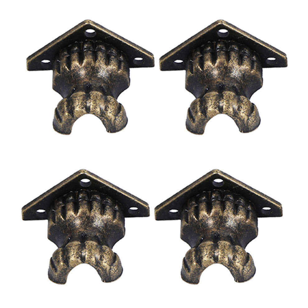 4Pcs Antique Brass Jewelry Chest Wood Box Decorative Feet Leg Corner Protector Hardware 8461324460536