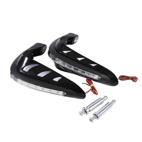 1 Pair Universal Handlebar Hand Protector LED Light Motorcycle Hand Guards Black 1
