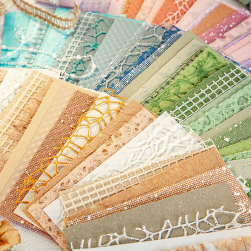 96 Sheets Textured Scrapbook Paper & Mesh Fabric Assorted Set, 2