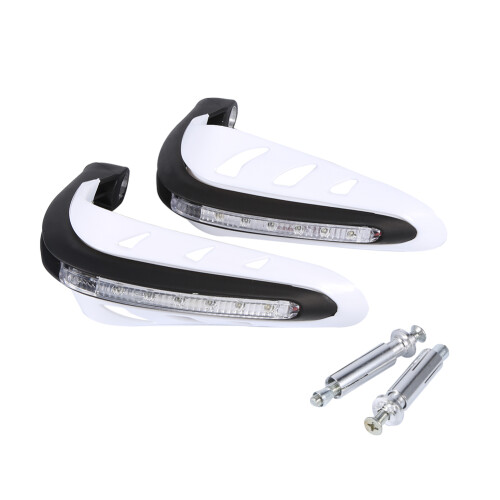 1 Pair Universal Handlebar Hand Protector LED Light Motorcycle Hand Guards White 1