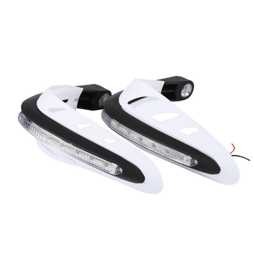 1 Pair Universal Handlebar Hand Protector LED Light Motorcycle Hand Guards White 2