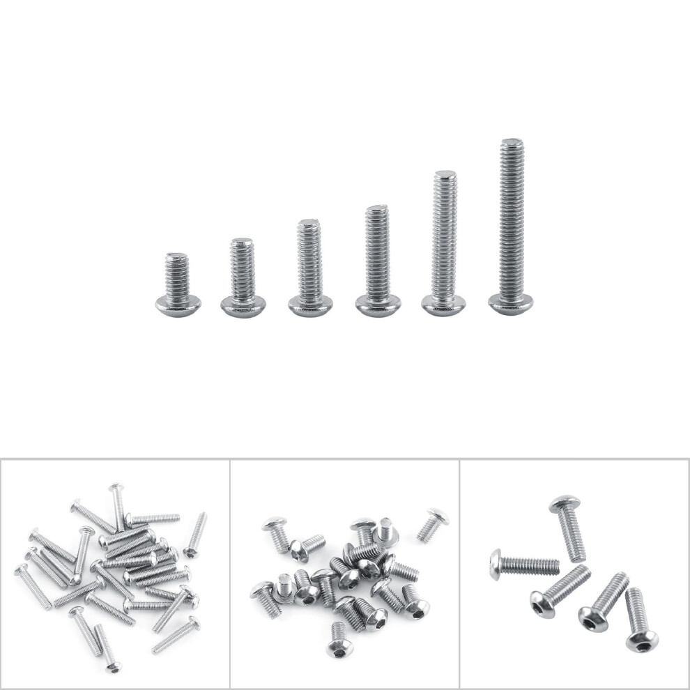 M3 A2 Stainless Steel Hex Socket Screws Bolt And Hex Nuts Assortment(Button Head) 8741324461093