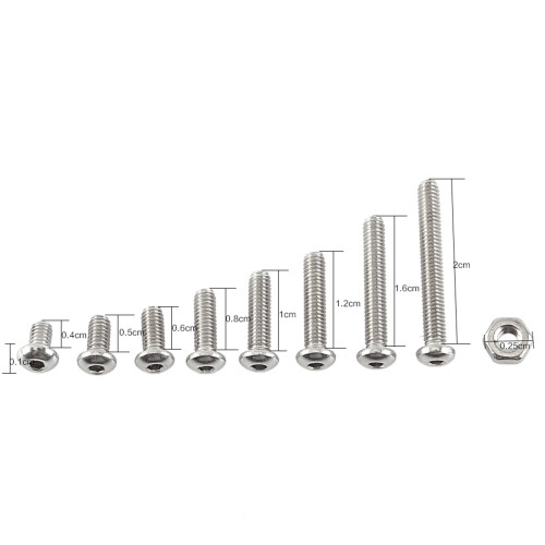 M2.5 A2 Stainless Steel Hex Socket Screws Bolt and Hex Nuts Assortment(Button head) 1