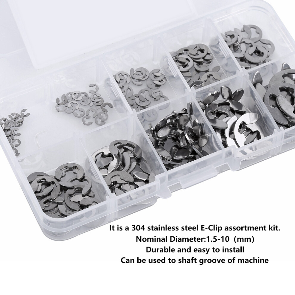 120Pcs 304 Stainless Steel E Clip Retaining Snap Ring Circlip Kit 1.5Mm10mm 4971324461159