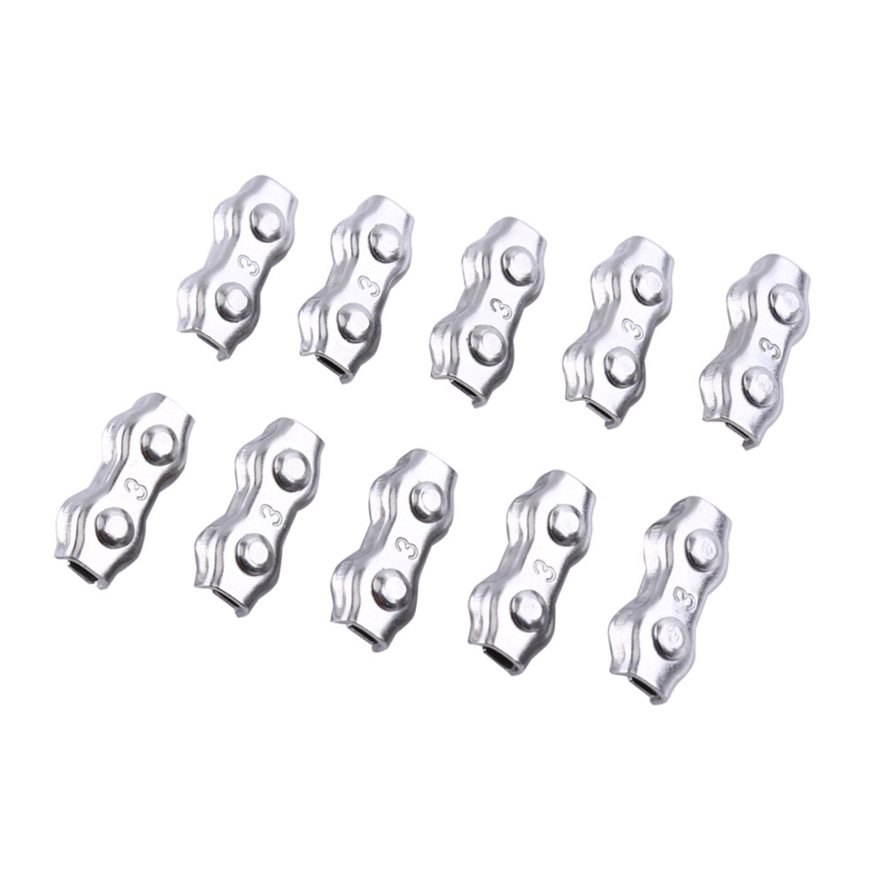 10Pcs M3 Duplex Clips Stainless Steel Wire Cable Rope Grips Clamps Caliper 7901324461306