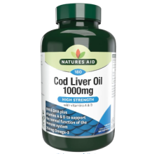 Natures Aid Cod Liver Oil 1000mg Omega3 Vitamins A & D 180ct