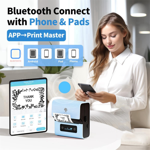M221 Label Maker Machine Bluetooth Portable Label Maker Blue 1