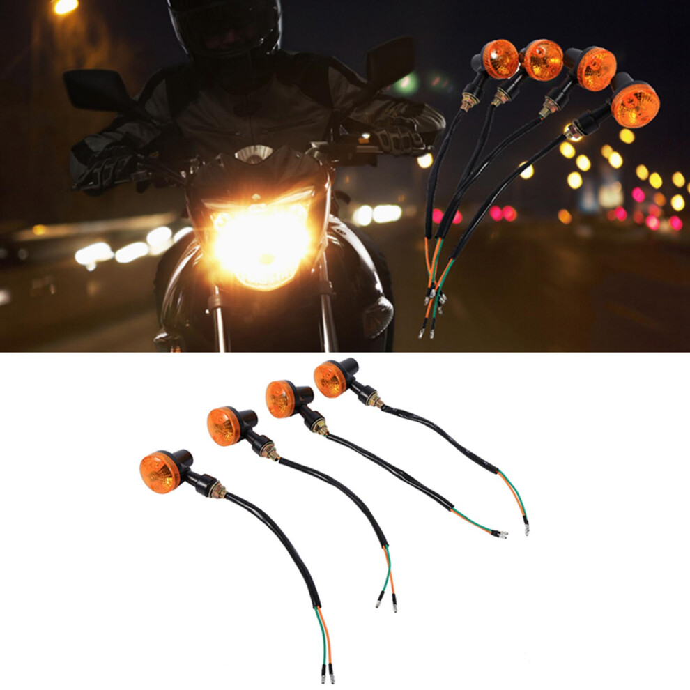 4X Universal Motorcycle Turn Signal Indicators Blinker Bulb 12V Amber/Light 8001324463900