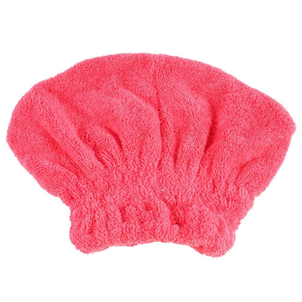 Coral/Red Quick Fast Drying Bath Tower Hat Cap Soft Velvet Bowknot Hat Shower Cap(Watermelon Red)