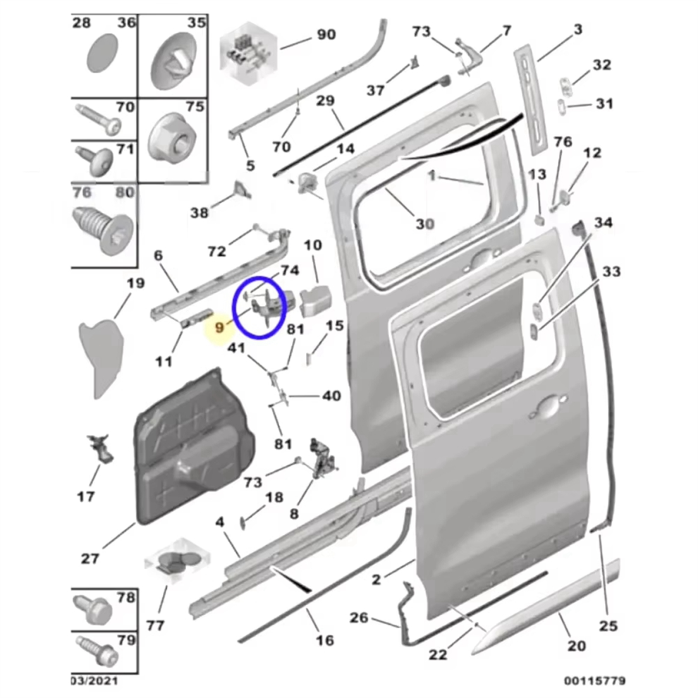Quality Car Hinge Pulley 9808074880 For 4853862800709