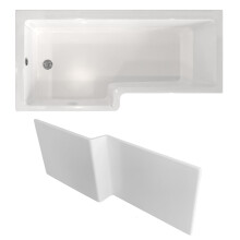 Nes Home 1700 x 850mm Square Left Hand L Shaped Shower Bath & Front Panel