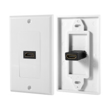 1 Port Gold Plated HDMI with Ethernet Wall Plate Face Cover for Home Theater DVD White