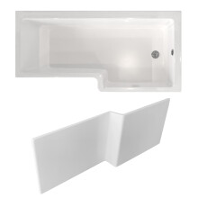 Nes Home 1700 x 850mm Square Right Hand L Shaped Shower Bath & Front Panel