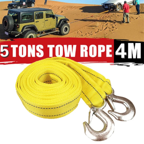 Car Tow Cable Heavy Duty Trailer Rope Towing Pull Rope Strap Hooks 2