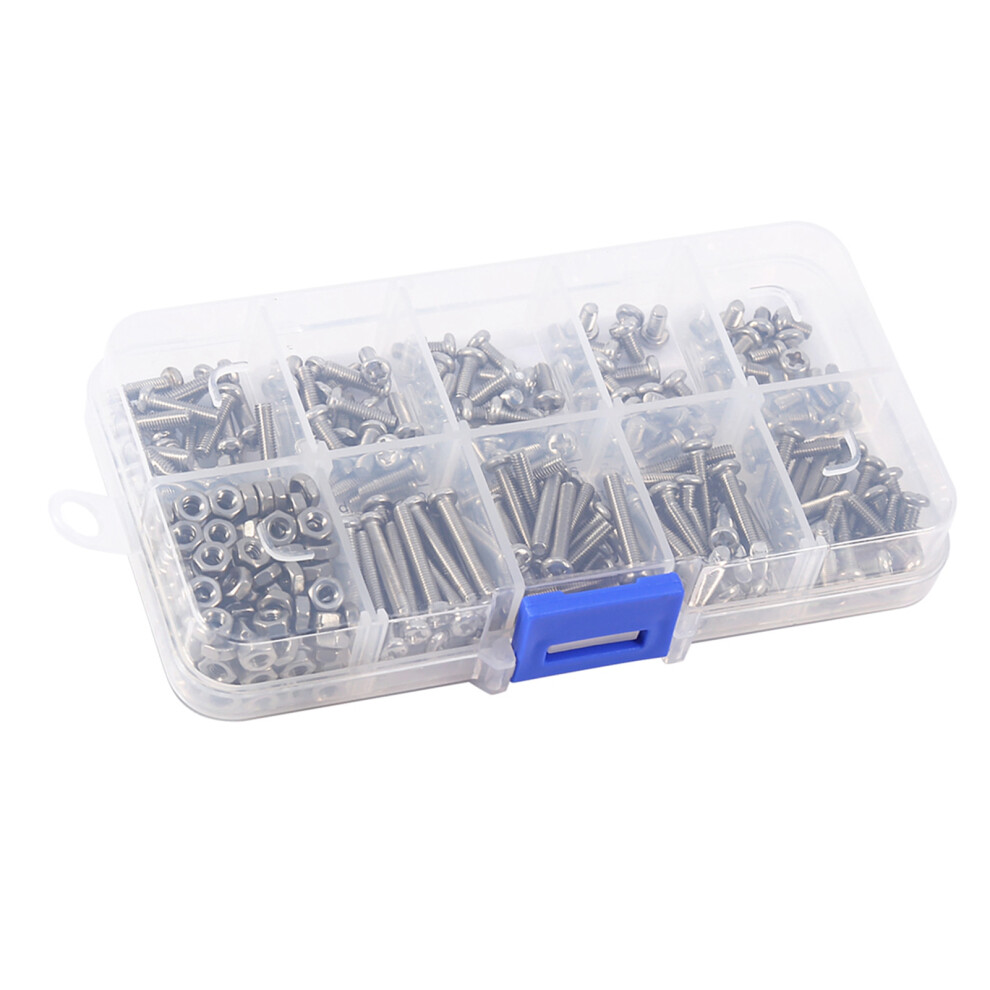 340Pcs M3 Stainless Steel Screws And Nuts Assortment Kit Set Pan Head 6911324467605