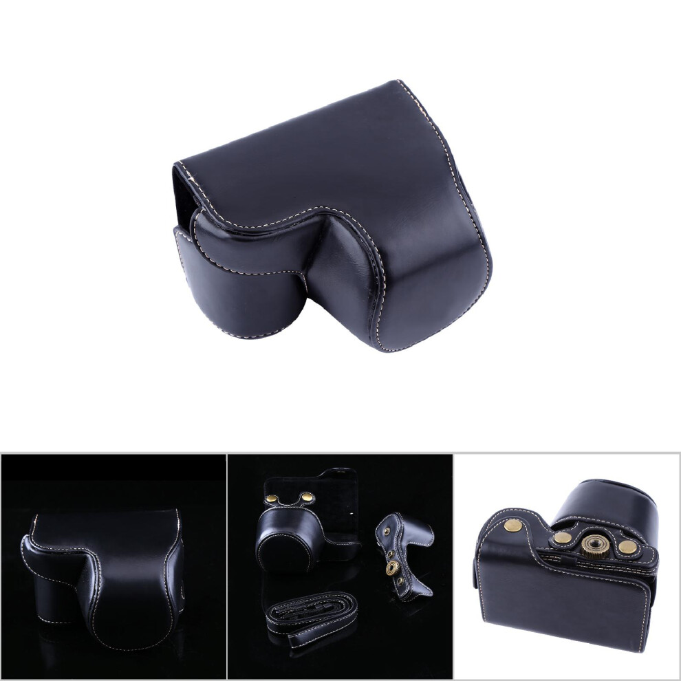 Pu Leather Camera Case Bag For Sony A6000 A6300 A6400 16Â50Mm Camera Lens(Black) Black 8481324468189