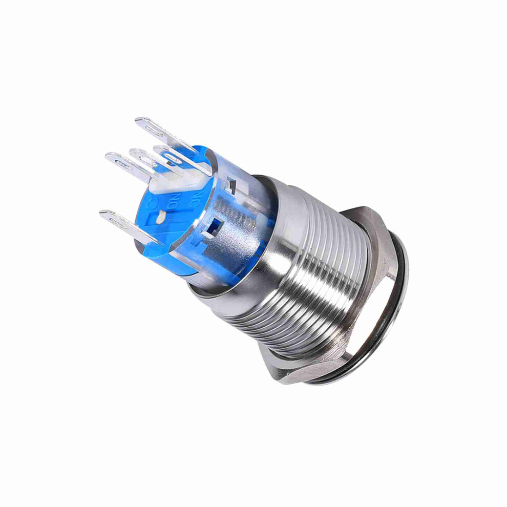 19Mm 12V-24V Waterproof Stainless Selflocking Latching Push Button Power Switch White Led 8471324471081
