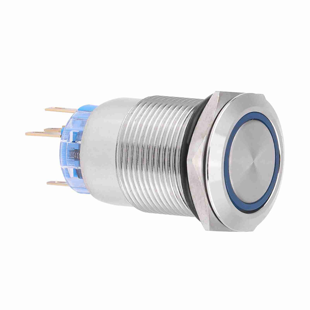 19Mm 12Â24V Waterproof Stainless Selflocking Latching Push Button Switch Blue Led 7611324471112