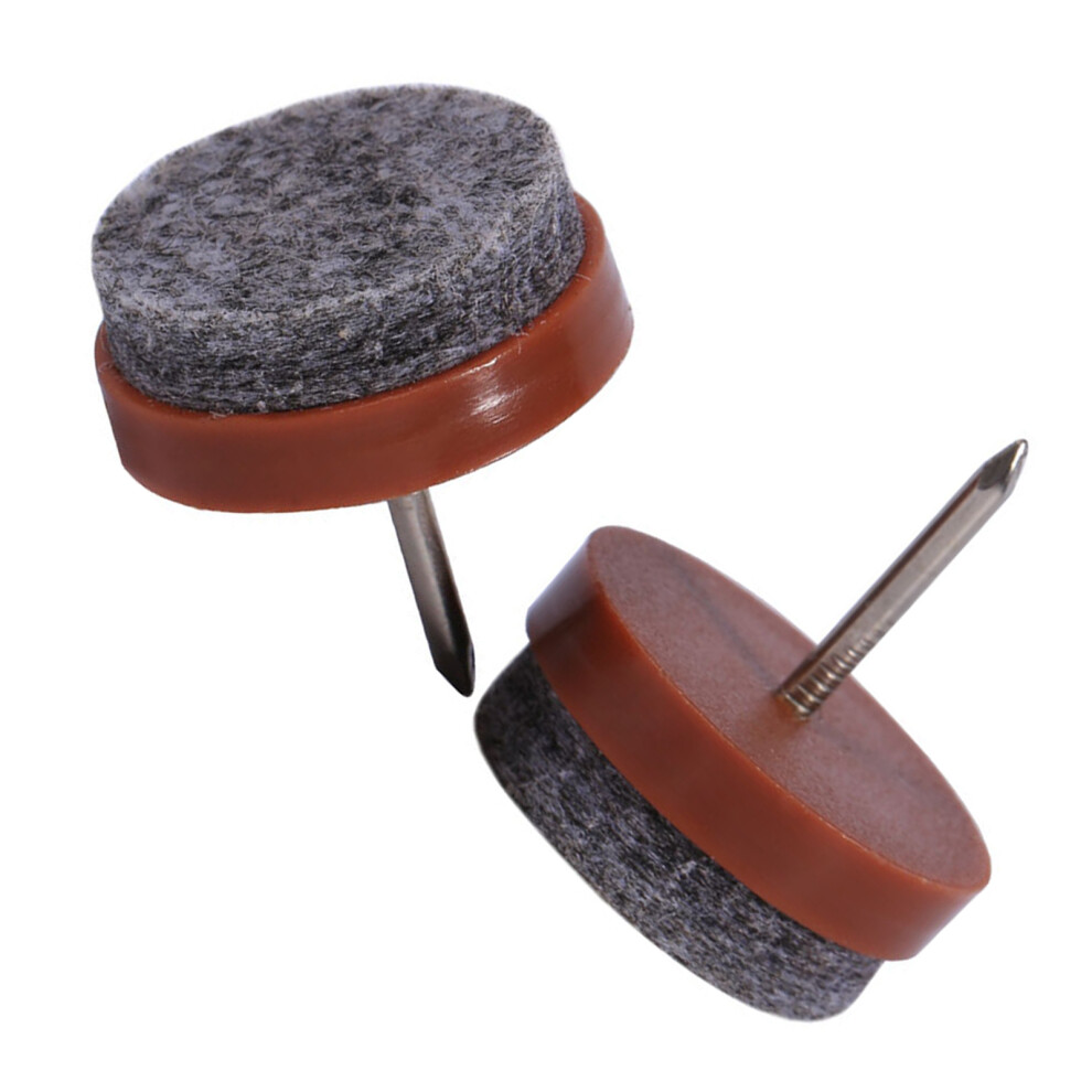 20X Furniture Table Chair Leg Floor Felt Pad Skid Glide Slide Diy Nail Protector Brown 24Mm 7891324471774