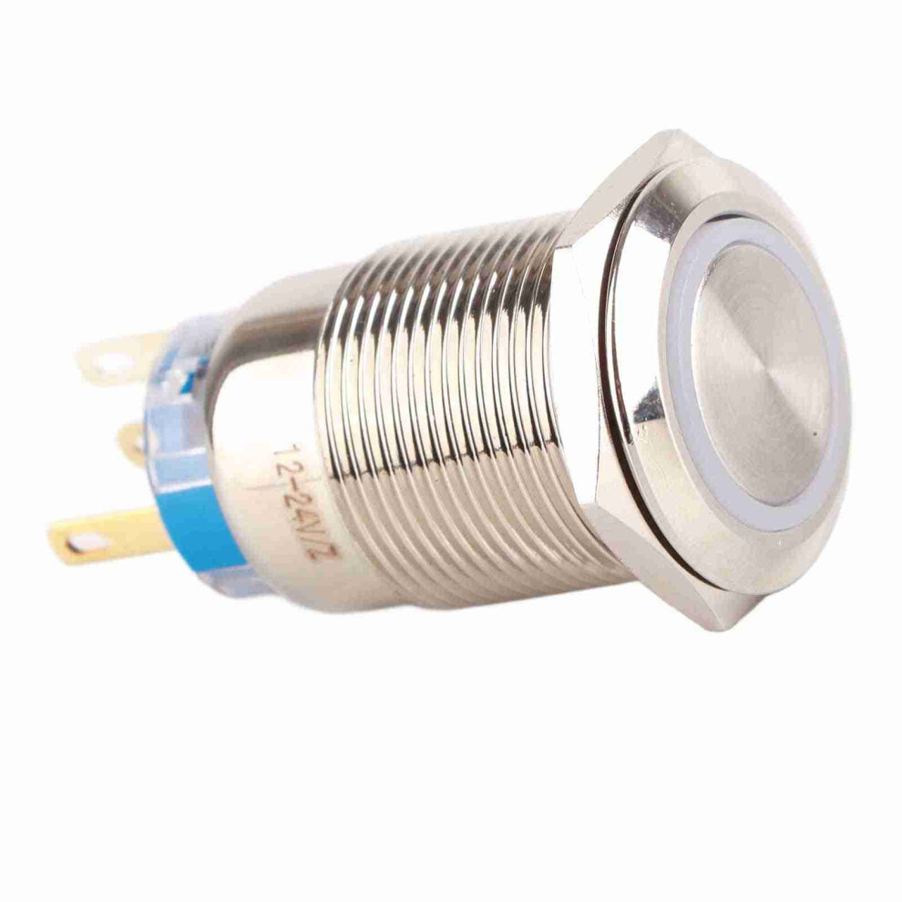 19Mm 12-24V Waterproof Stainless Selflocking Latching Push Button Switch Led White 8481324471141