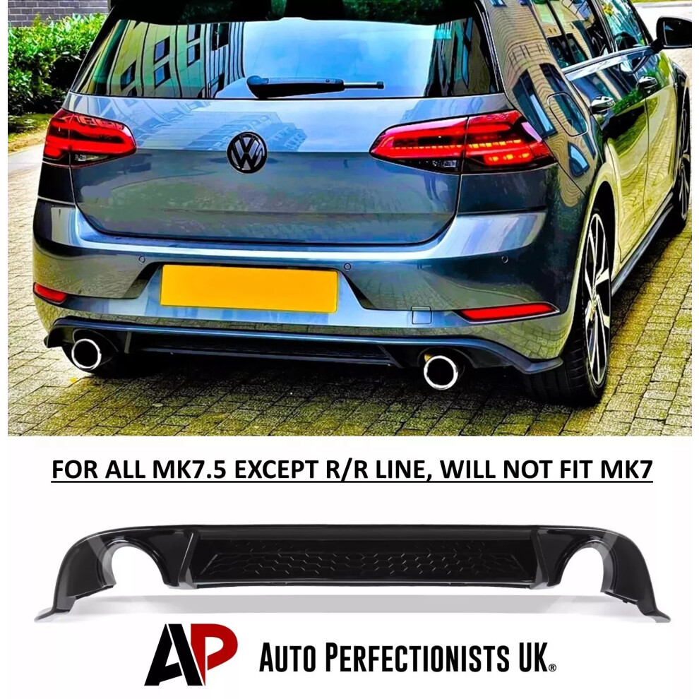 For Vw Golf Gti Mk7.5 Rear Valance Diffuser Spoiler Lip Splitter Kit Black 5061072660368