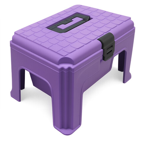 Large Tool Storage Box (Purple Plastic Step Stool Utility Case)