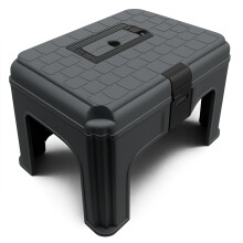 Large Tool Storage Box (Grey Plastic Step Stool Utility Case)