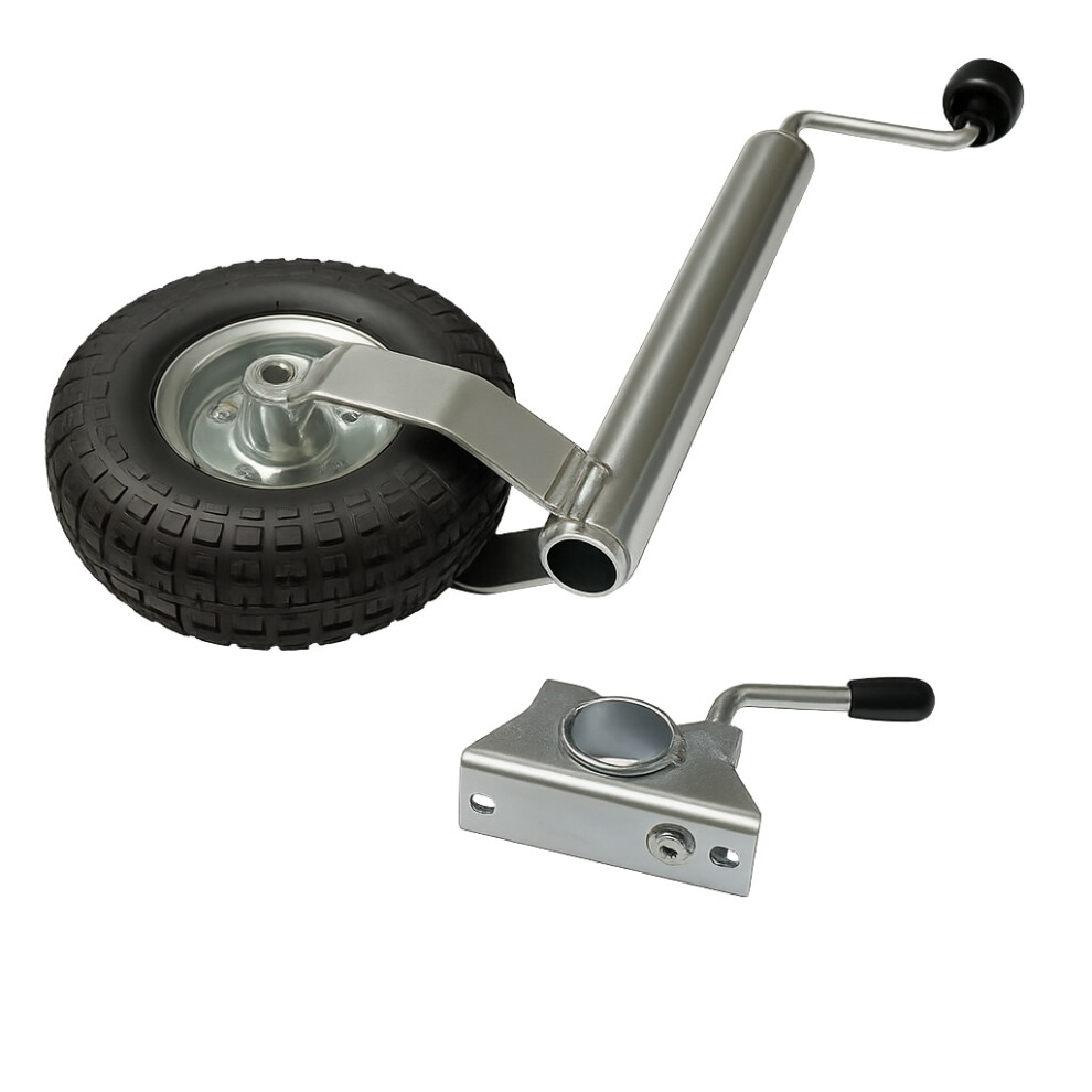 Pneumatic Caravan Jockey Wheel 48Mm With Clamp (Heavy Duty Metal Rim) 707152588058