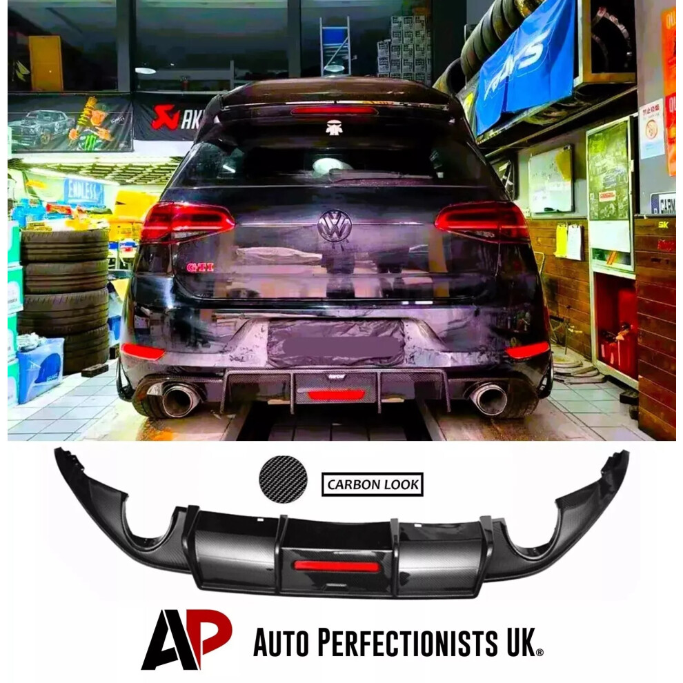 For Vw Golf Gtd Gti Tsi Tdi Mk7.5 Rear Valance Diffuser Lip With Led 5061072665493