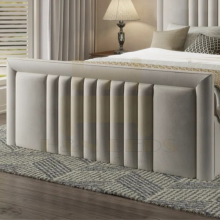 (Mink (with Mattress), 4ft6" Double (with Gas Lift)) Plush Bumper Bar Panel Double Bed Frame 54in Headboard 20in Footboard Mattress & Gas Lift Storage
