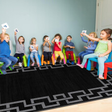 (120cm x 170cm (4ft x 5ft 6")- Small Area Rug Living Room Bedroom Carpet, Black Grey) Non-Slip Rugs Printed Carpets Hallway Runner Mats