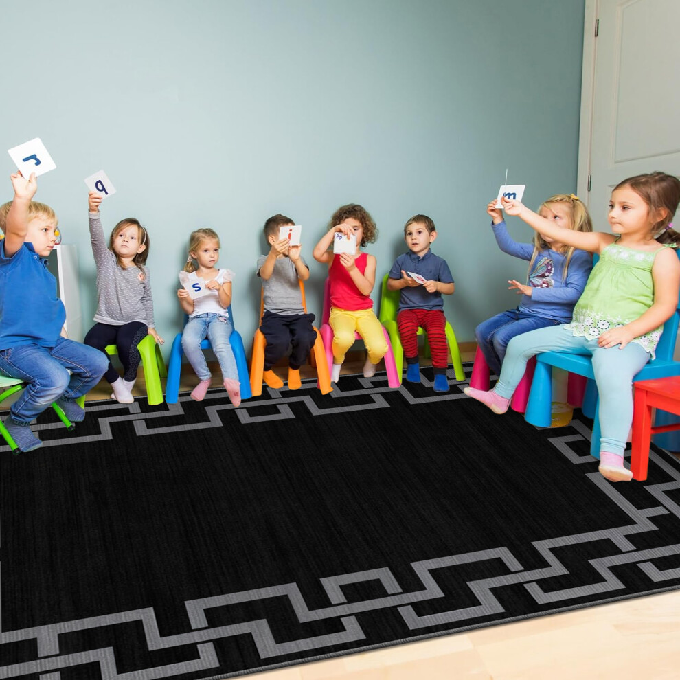 Aspire Homeware (120Cm X 170Cm (4Ft X 5Ft 6")- Small Area Rug Living Room Bedroom Carpet, Grey) Non-Slip Rugs Printed Carpets Hallway Runner Mats Black