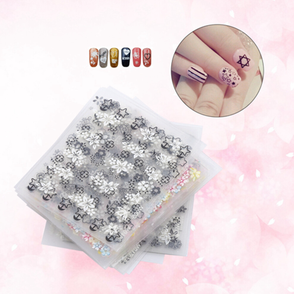 50 Sheets Multicolor Stylish 3D Nail Art Sticker Flower Design Adhesive Decal Decoration