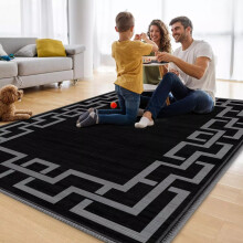 (160cm x 230cm (5ft 3" x 7ft 6")- Large Area Rug for Living Room/Bedroom/Dining Room, Black Grey) Non-Slip Rugs Printed Carpets Hallway Runner Mats