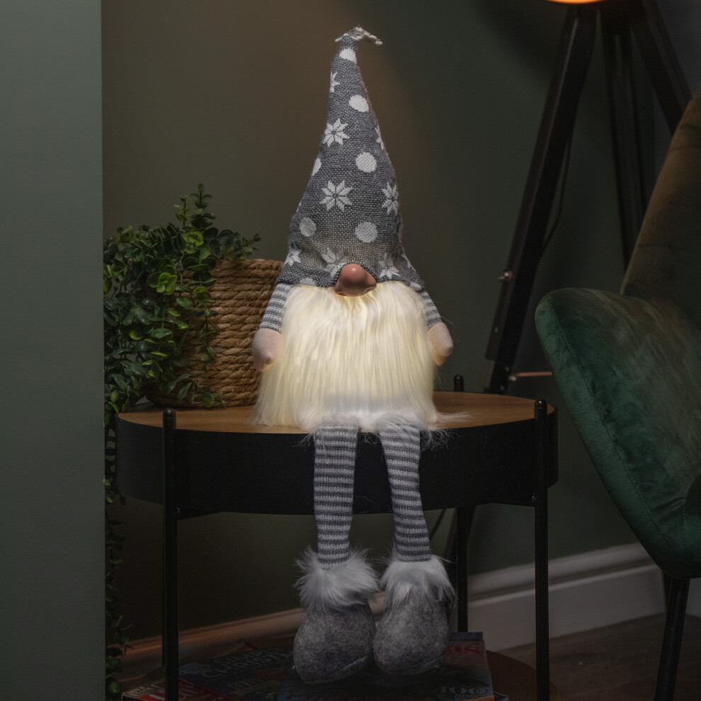 Samuel Alexander Grey Battery Operated Christmas Gonk Decoration With Dangly Legs In 69Cm