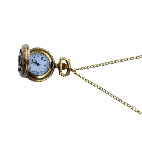 Orologio da tasca color bronzo con cassa Hunter e trama floreale 2
