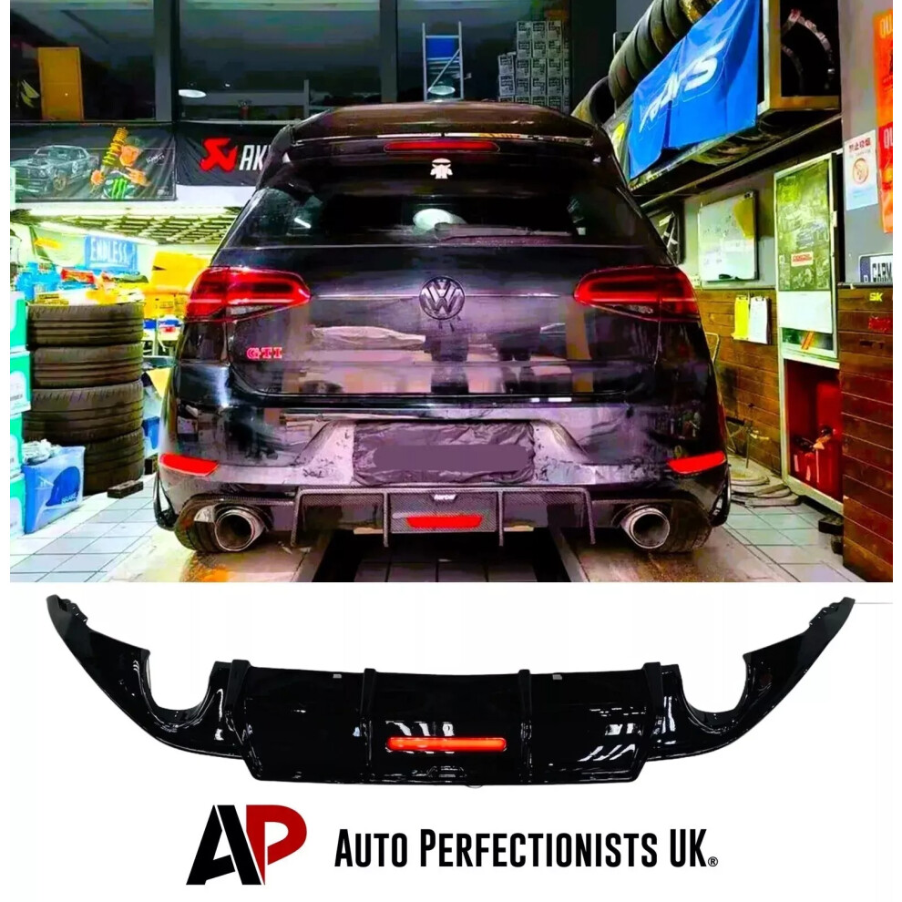For Vw Golf Gtd Gti Tsi Tdi Mk7.5 Rear Valance Diffuser Lip With Led 5061072664205
