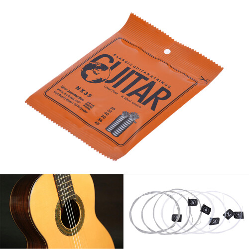 Orphee NX35 Nylon Classical Guitar Strings 6pcs Full Set Replacement (.028-.045) Nylon Core Silver Jacketed Wire Hard Tension 2
