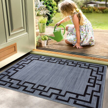 (60cm x 110cm (2ft x 3ft 7")- Large Bath Floor Mat For Bathroom/Large Non-Slip Doormat, Grey Black) Non-Slip Rugs Printed Carpets Hallway Runner Mats