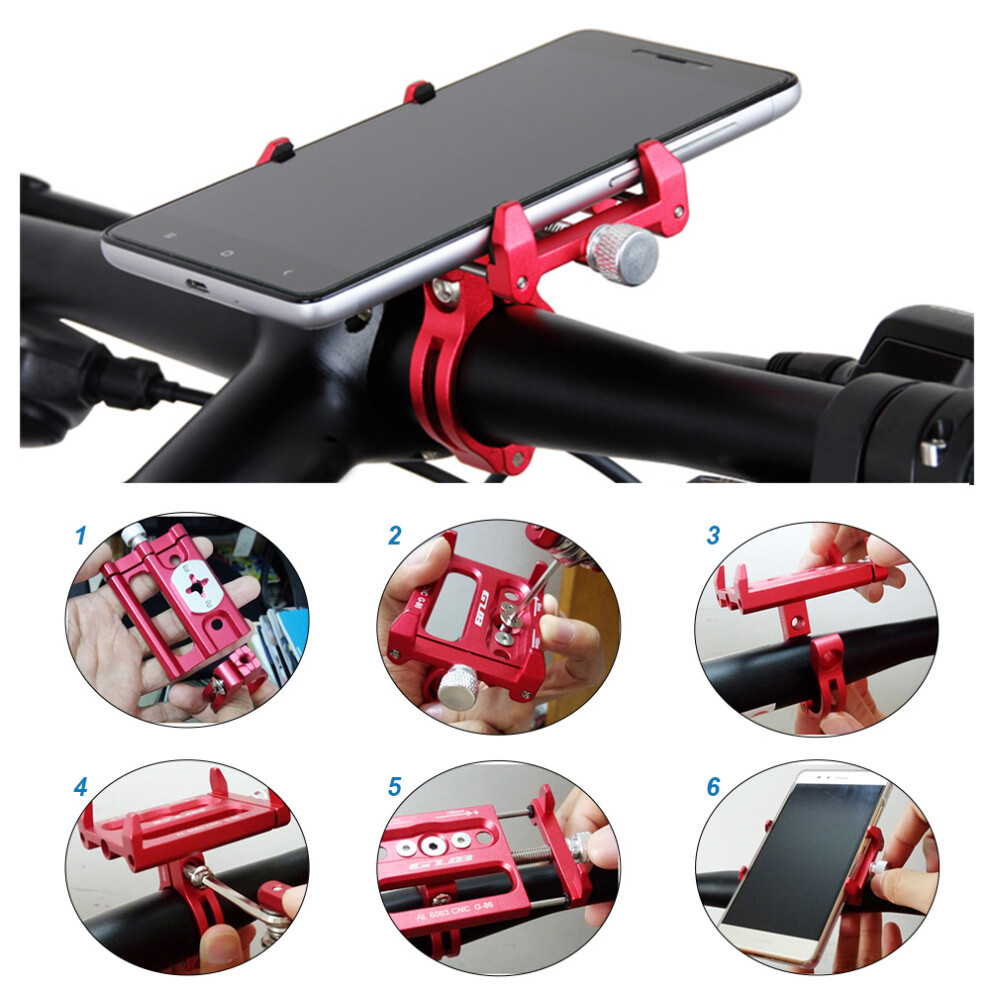 Gub Aluminum Alloy Bicycle Bike All-Purpose Phone Holder Handbar Clip Stand Mount Bracket For 3.5"-6.2" Mobile Phone For Android For Iphone 7651324480110