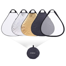 Andoer 30"/76cm Portable Handheld Triangle Collapsible 5in1 Multi Reflector with Gold/Sliver/White/Black/Translucent Colors for Photo Studi