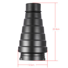 Metal Conical Snoot with Honeycomb Grid 5pcs Color Filter Kit for Bowens Mount Studio Strobe Monolight Photography Flash
