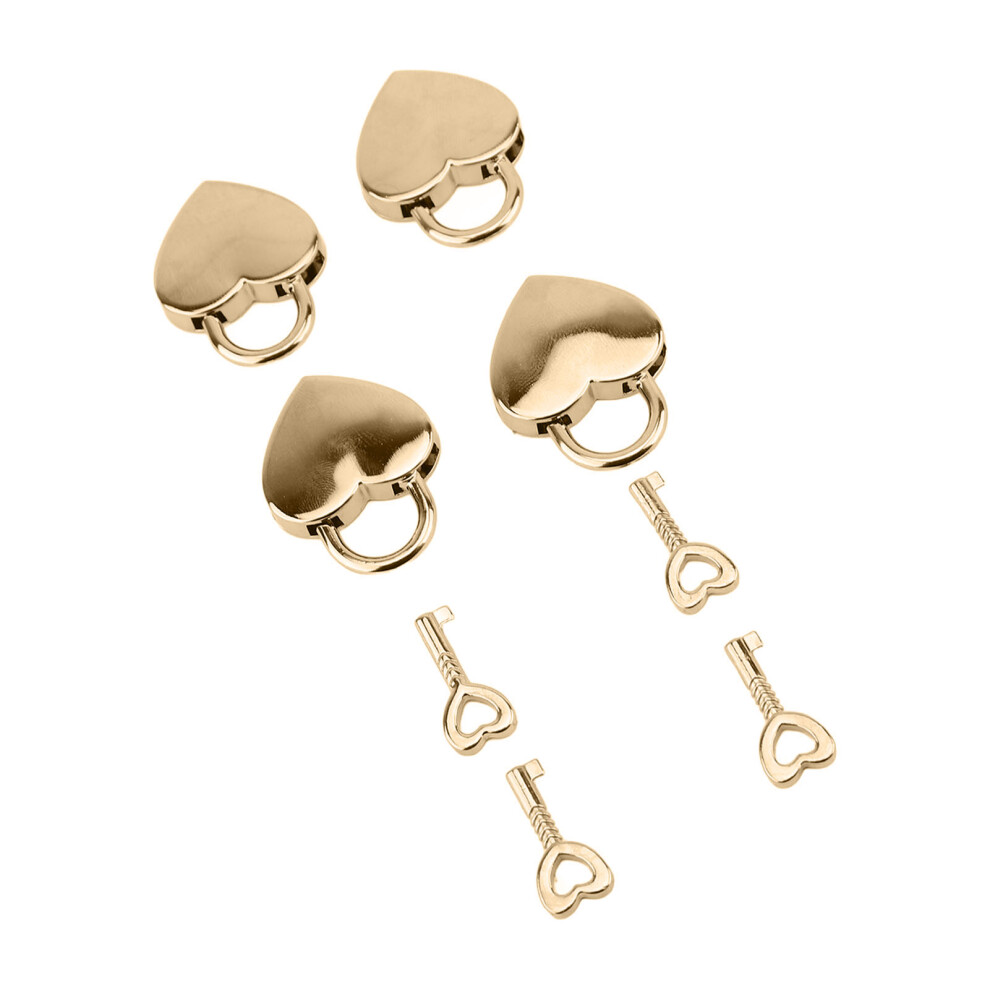 4 Pcs Heart Shaped Padlock Key Set Gold Zinc Alloy Heart Padlock And Key For Treasure Chest Jewelry Box Storage Locker 8711324488352