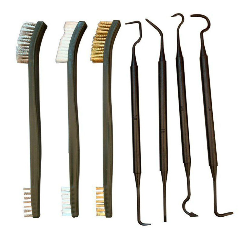 (as the picture, 7pcs) 7pcs/set Steel Wire Brush Nylon Pick Set Universal Gun Cleaning Kit Tactical  Pistol Gun Cleaning