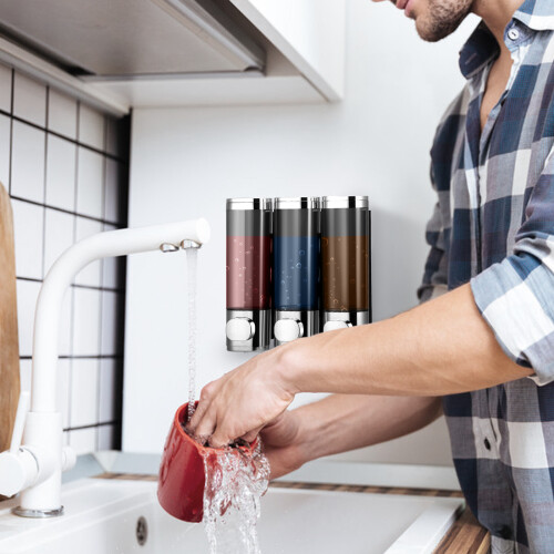 Shampoo Conditioner Dispenser, Bathroom Wall Mounted Soap Dispenser 2