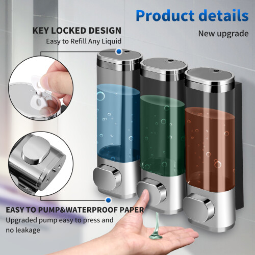 Shampoo Conditioner Dispenser, Bathroom Wall Mounted Soap Dispenser 1